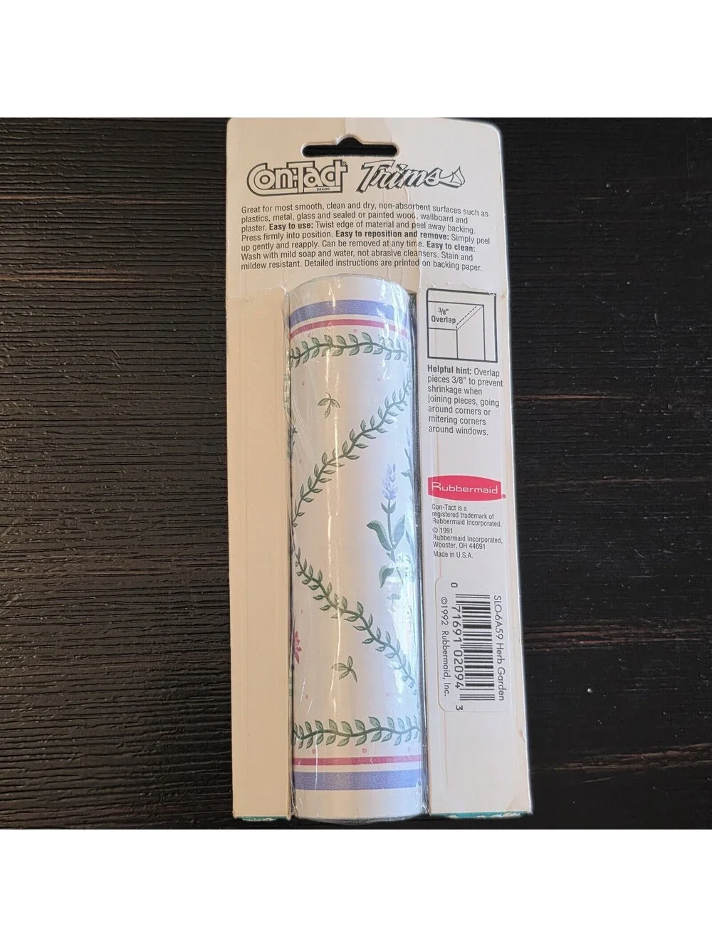 Vintage 1991 Herb Garden Con-Tact Removable Adhesive Trim 15' x 6